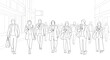 © jum - Group of people walking in a modern building interior.