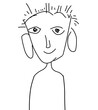 © photographer kalai - Minimalist hand drawn black line art sketch of a smiling character face with large ears