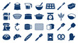 © Iconique Studio - Collection of baking and cooking icons representing kitchen utensils and ingredients for homemade food preparation and culinary arts