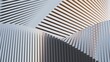 © ilham - Abstract 3D render of white parametric geometric waves with sharp architectural lines and warm sunlight highlights