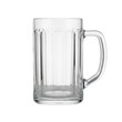 © Alexander - Pristine, empty borosilicate glass beer stein with vertical fluting and sturdy handle, on high-key transparent studio background, showcasing quality and stability