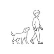 © Namra - Man Walking with Dog Vector Icon - Pet Companion Lifestyle Line Art Illustration