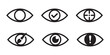 © Habib Stocker - Abstract eye icons with target checkmark crosshair and warning symbols for vision.