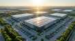 © Masque - Modern data center campus featuring solar panels on building rooftops.