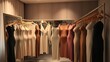 © Sa - Dressing room with soft lighting and various shapewear garments arranged before a mirror.