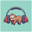 © Capture - Cute Sloth Sleeping on a Barbell with Headphones.