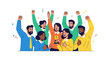 © SL Tech - Diverse team of happy business people celebrating success and achievement with a golden trophy, showing teamwork and victory.