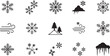 © MonoSil - Winter weather icons snowflakes and symbols set