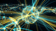 © Arkadiusz - Glowing abstract digital energy core with radiating blue and yellow fiber optic lines