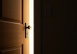 © lammone - Bright light shines through an interior wooden door that is slightly ajar, symbolizing new opportunities, access, and positive transitions ,exit ,design ,passage