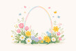 © Ahmed - Happy Easter Greeting Card and Social Media Post Template with Springtime Floral Egg Frame, Pastel Watercolor Flowers, Tulips, Daisies, and Butterflies for Holiday Web Banner and Invitation Design