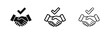 © drawing lines - Handshake with Check Mark Agreement Icon Set