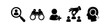 © Nort Kor - Set of recruitment and human resources icons featuring headhunting, talent selection, and job search symbols in black on a white background.