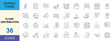 © Md - Flyer distribution line icon set with clean stroke, minimal outline style. Includes marketing, delivery, promotion, navigation and logistics concepts. Professional editable vector icons.