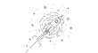 © child's world - Minimalist outline rocket launching into outer space, surrounded by stars and abstract lines, representing new beginnings, technology, and success concept.