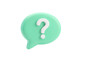 © David - 3D green speech bubble with white question mark symbolizing doubt and inquiry on plain background