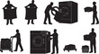 © Asma Begam - Black Solid Indoor Hotel Laundry Staff Silhouettes Set of Six on White Background