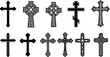 © Afia - Collection of various cross symbols and Celtic crosses on white background