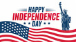 © Mominul - Happy independence day usa text with statue of liberty and american flag isolated on transparent background, Vector, illustration