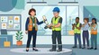 © Anat art - Supervisor Presents Safety Certificate to Construction Worker at Site With Team Celebrating in Background During Day