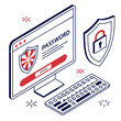 © Sharmin - Digital security concept with password entry on screen and shield icon, password