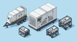 © Dileesha - Isometric illustration of various power generators providing electricity solutions for diverse needs