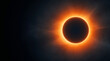 © Narasimha - A dramatic visualization of a total solar eclipse featuring a glowing orange corona against a dark space background. Ideal for astronomy content, educational materials, science projects, and cinematic