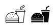 © Pop - Hamburger and soft drink cup icon. Line and glyph solid vector collection.