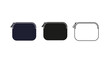 © rizky - Set of three minimalist zippered pouch icons in different styles.