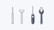 © mas - Stylized illustration of four different tools against a light blue backdrop, offering a clean aesthetic