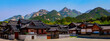 © Naya Na - Korean Culture Series: Seoul spring panoramic landscape at Eunpyeong Hanok Village and Bukhansan Mountain National Park after rain in South Korea