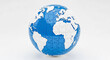 © Wasif - A detailed white and blue earth globe made from interconnected jigsaw puzzle pieces represents the complex global connection between countries and continents within our modern and rapidly changing int