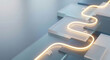 © MP-AI - Strategic navigation glowing path abstract technology neon line 3d render futuristic interface concept with luminous route