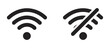 © vision Alamin vai A - Wi-Fi icon set, connected and no Wi-Fi signal, internet connection and offline mode symbols, wireless network technology interface