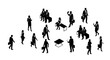 © Aca - isometric black silhouette business people in modern office setting