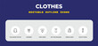 © IconArt - outline clothes icons set - collarless cotton shirt, lingerine, baby grow. editable vector for web and mobile ui