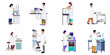 © Reno - Collection of diverse male and female scientists in white lab coats conducting research and experiments using professional laboratory equipment.