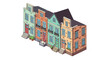 © alfian - Isometric Colorful European Style Row Houses Vector Illustration Urban Architecture and Residential Buildings