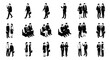 © Fajar - isometric business people in black and white in various poses and interactions
