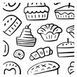 © Maria - Vector frame of hand-drawn bakery products with space for an inscription. Illustration with gratitude, words of thanks.