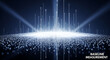 © SMZahid - A futuristic scene depicts beams of light shining down on a field of glowing dots, creating a Baseline Measurement with lines and points.