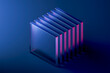© Westend61 - Abstract 3d rendering of a glass square structure with neon light