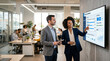 © Prdn - Diverse Business Team Reviewing AI Agent Dashboard in Corporate Office, Artificial Intelligence Enterprise Automation Technology, Productivity and Collaboration