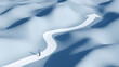© BPawesome - Man walking on a winding path ending in an arrow representing strategic career growth and life journey through obstacles, 3d render