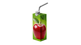 Red Apple Juice Carton with Metallic Spout and Green Accent