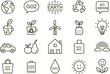 © Master - Minimalist environmental line icon set featuring recycling earth renewable energy green living and sustainability symbols in clean grid