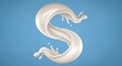 © Faruq - White Milk Splash Wave S Shape on Blue Background