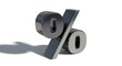 © Mirfan - A 3D rendering of a percent sign with a zero on one side and a shadow on a white background