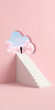 © master1305 - Minimal stairs leading to cloud doorway with businessman on pink background. Concept of career growth path, business goals, leadership development, long term planning and moving toward success.