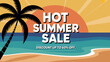 © Peradox - A vibrant promotional graphic depicts a tropical scene with a large hot summer sale text overlay and a discount offer high quality professional detailed modern elegant
